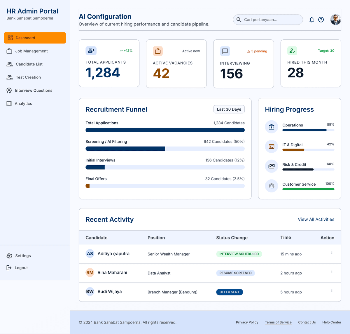 Dashboard Recruitment Lancar
